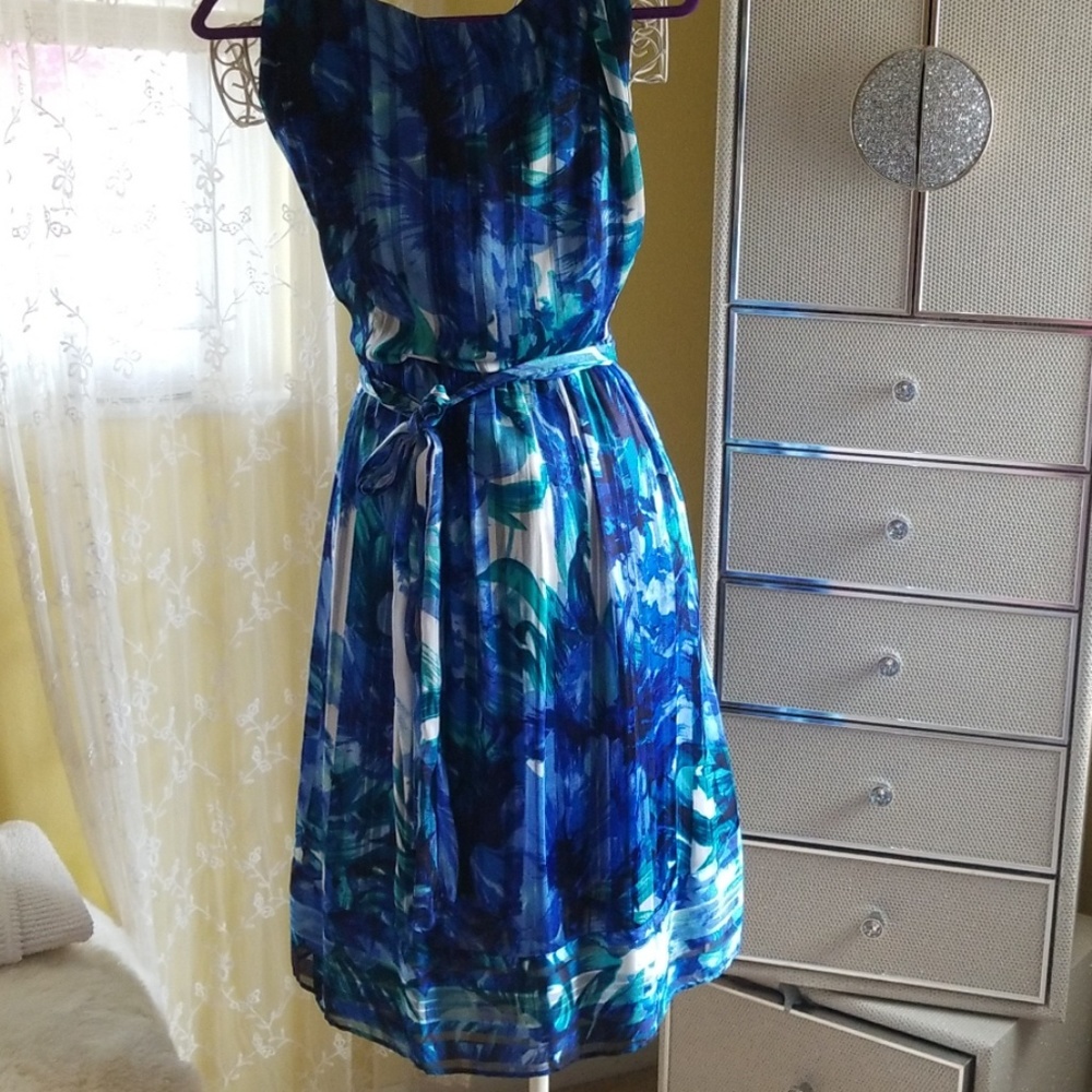 Royal Blue silky pleated dress